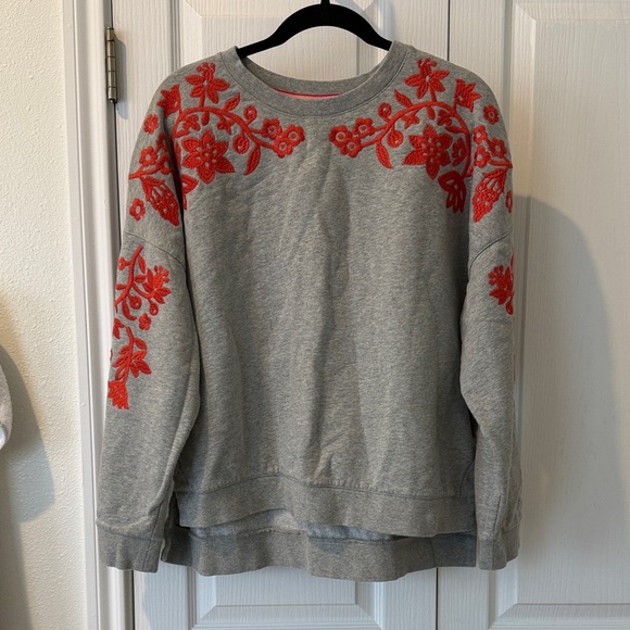 Boden Gray Sweatshirt with Orange Floral Embroidery - Picture 5 of 9